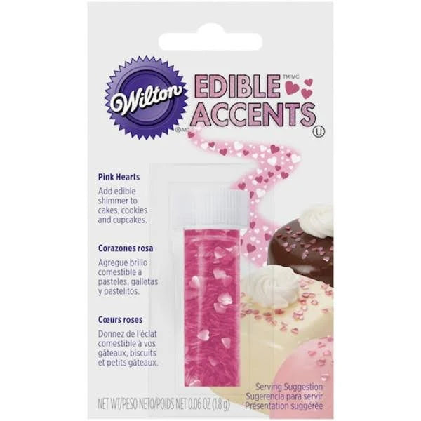 Wilton Pink Hearts Edible Glitter – 0.04 oz.