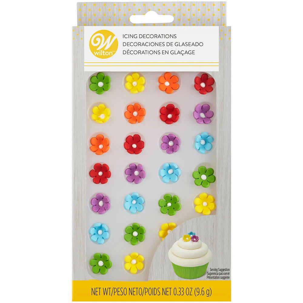 Wilton Royal Mini Rainbow Daisy Icing Decorations - 0.34 oz
