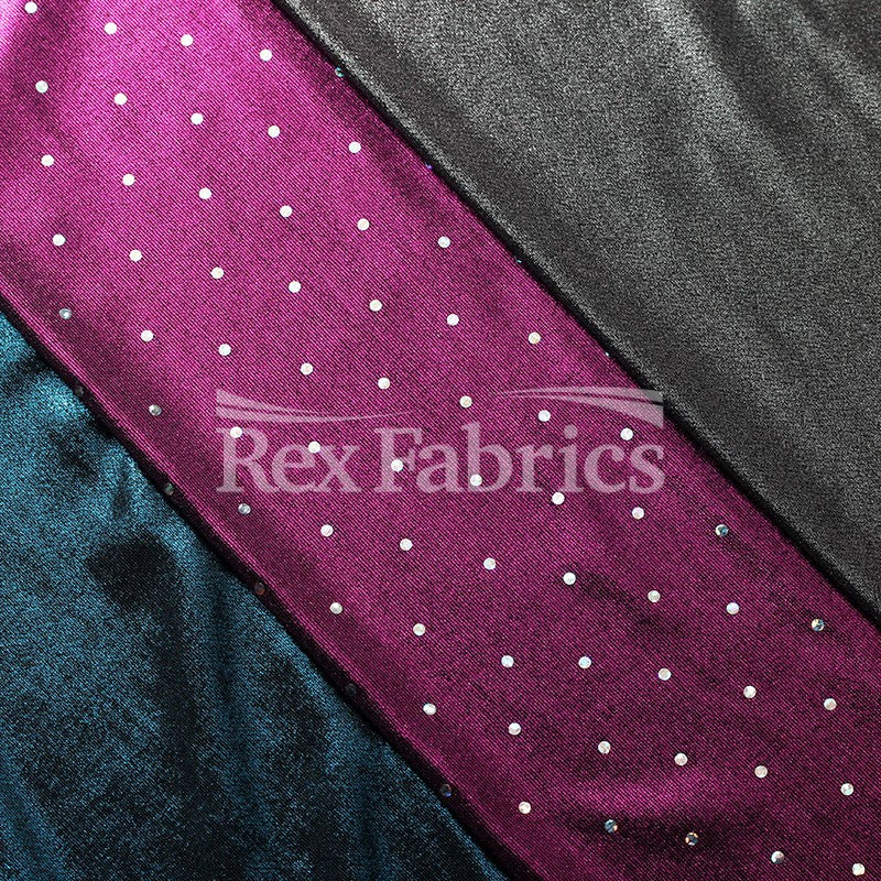 Showtime Solids With Foil Polyester Spandex Fabric - Multiple Colors, Silver Foil Polka Dots, 58-60" Width, 150 GSM (1 Yard)