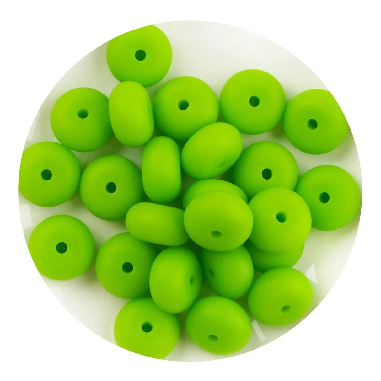Silicone Bead Abacus Disc - Chartreuse (5 Beads - 14mm)