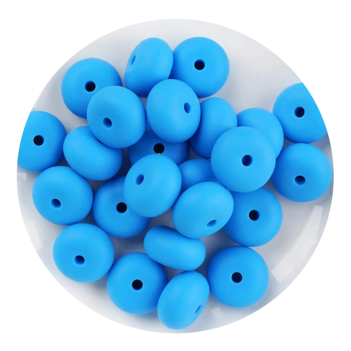 Silicone Bead Abacus Disc - Deep Sky Blue (5 Beads - 14mm)