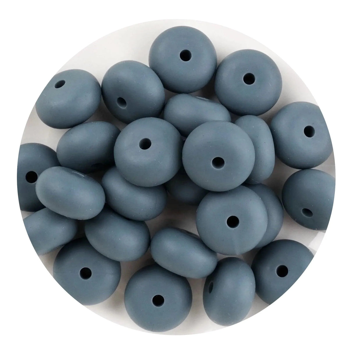 Silicone Bead Abacus Disc - Dim Gray (5 Beads - 14mm)