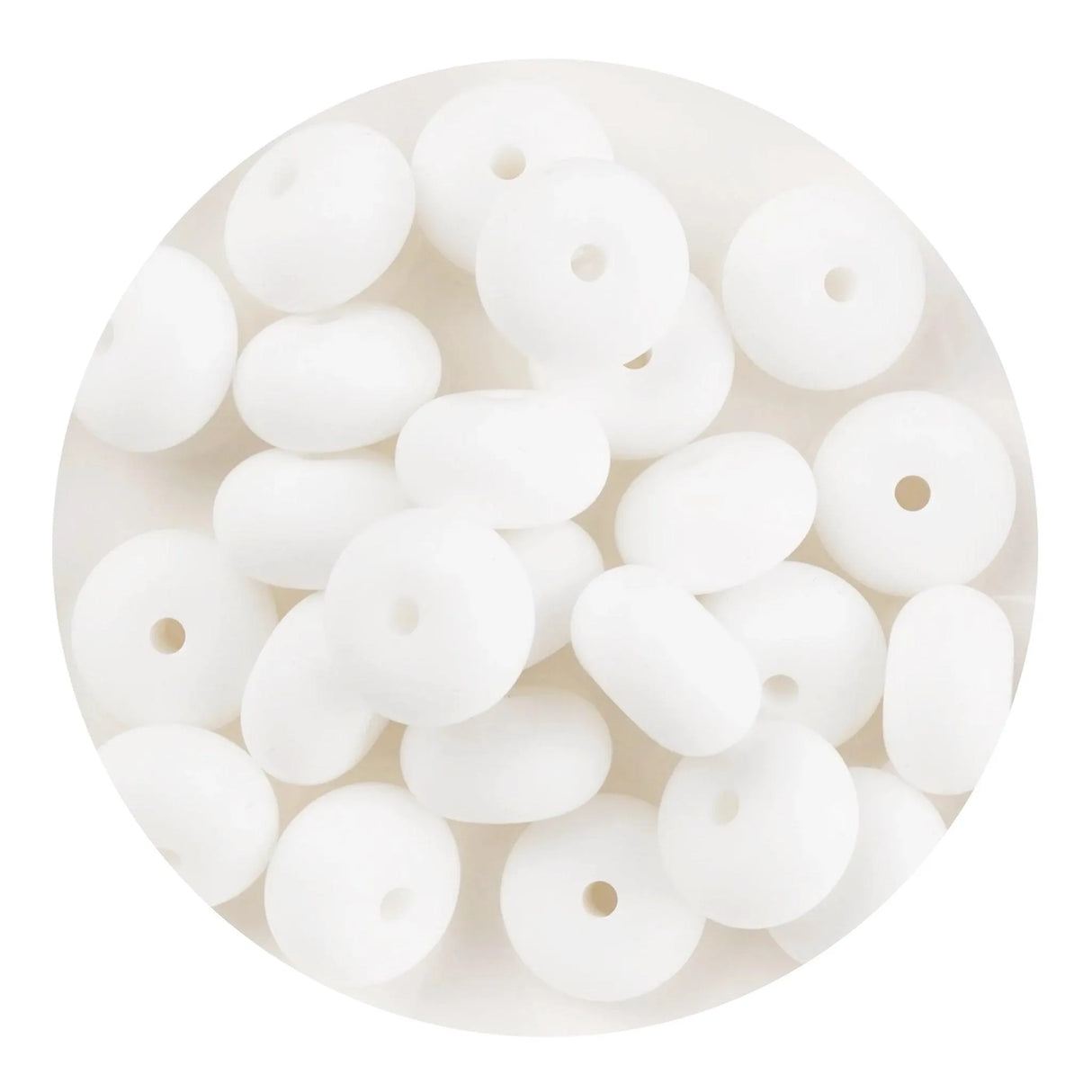 Silicone Bead Abacus Disc - Snow (5 Beads - 14mm)
