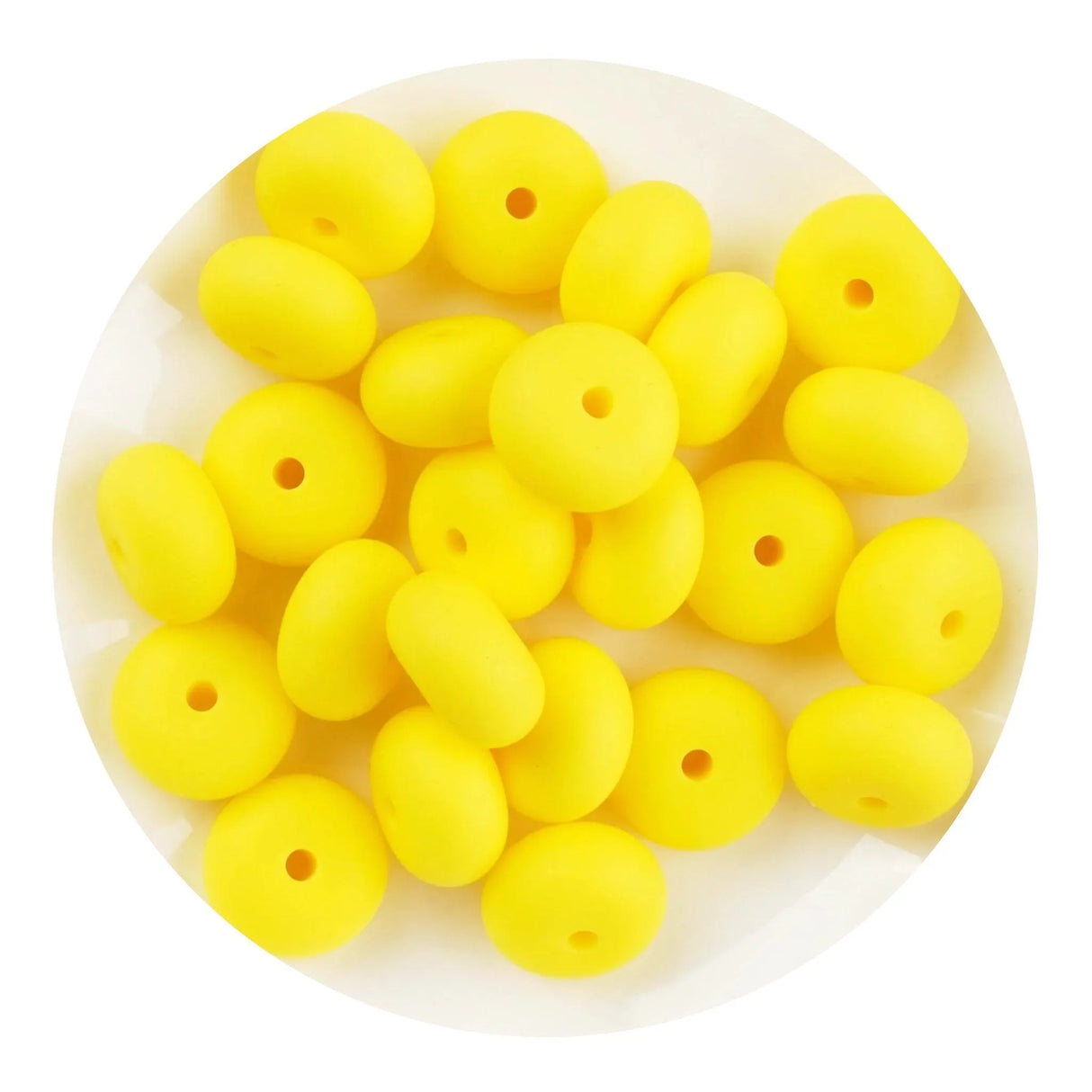 Silicone Bead Abacus Disc - Yellow (5 Beads - 14mm)