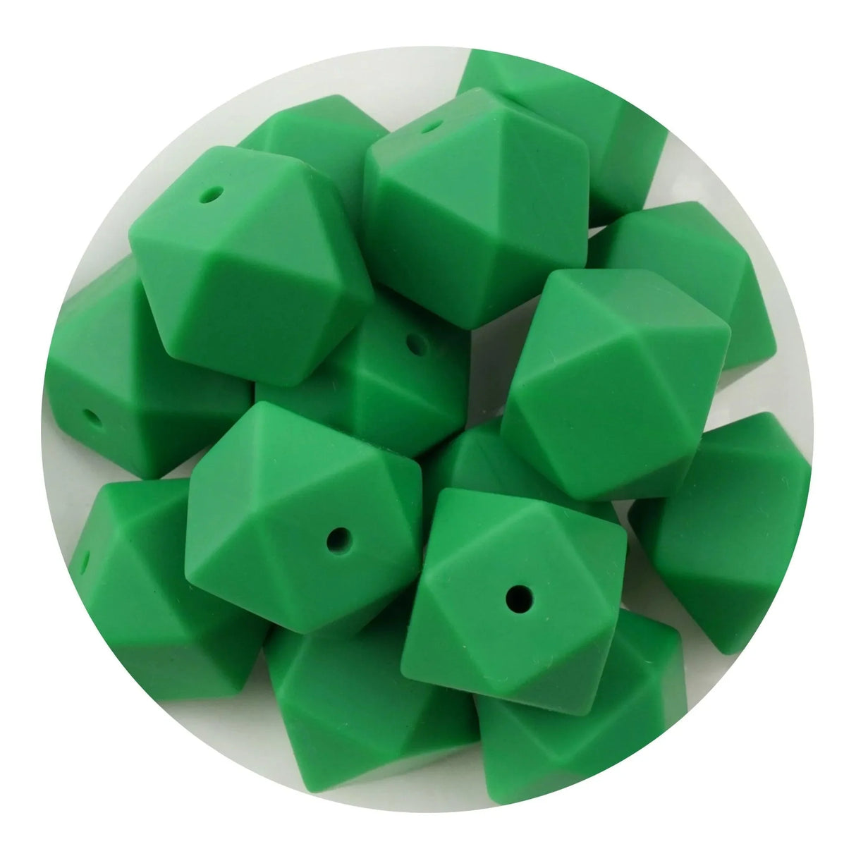 Silicone Bead Hexagon - Green (5 Beads - 14mm)