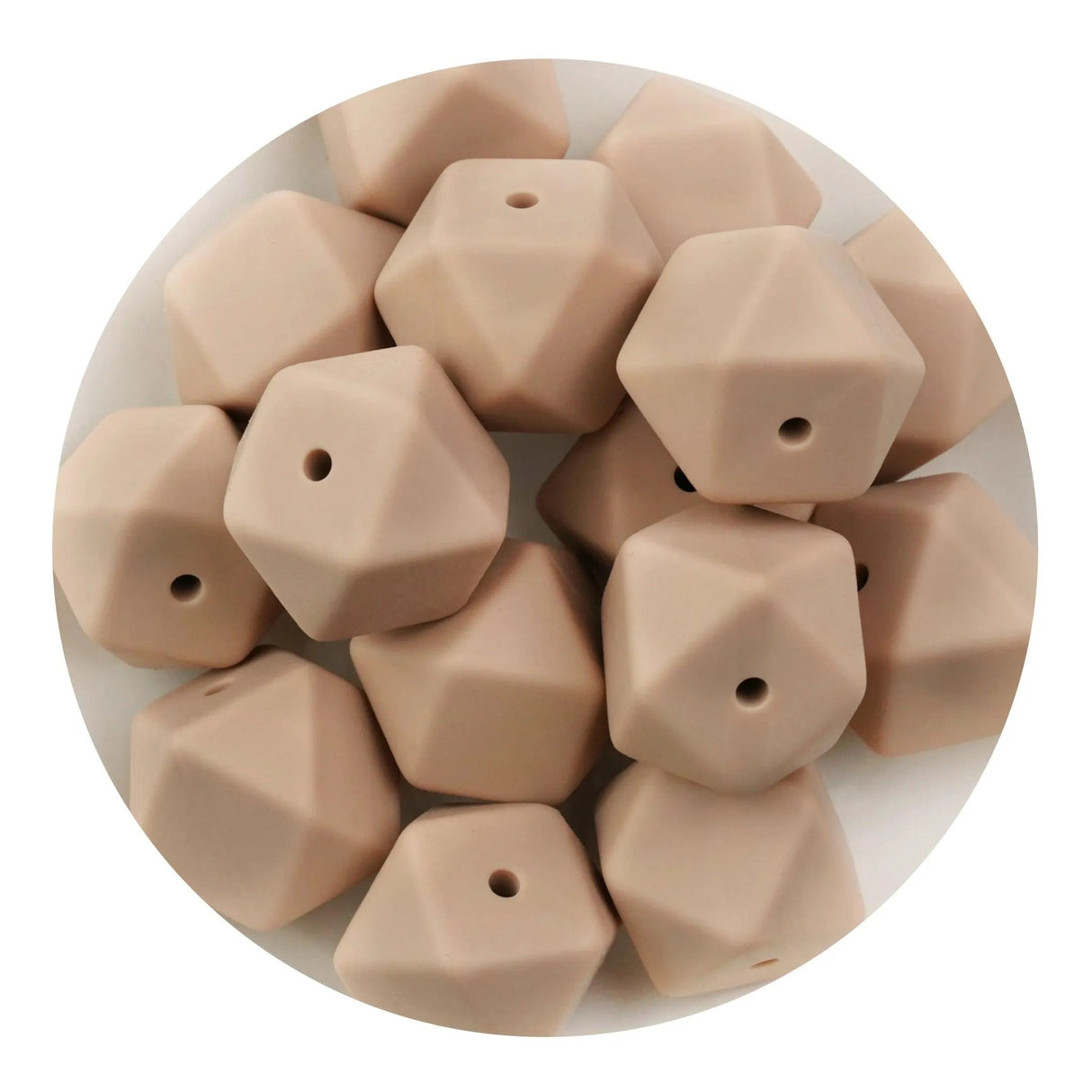 Silicone Bead Hexagon - Oatmeal (5 Beads - 14mm)