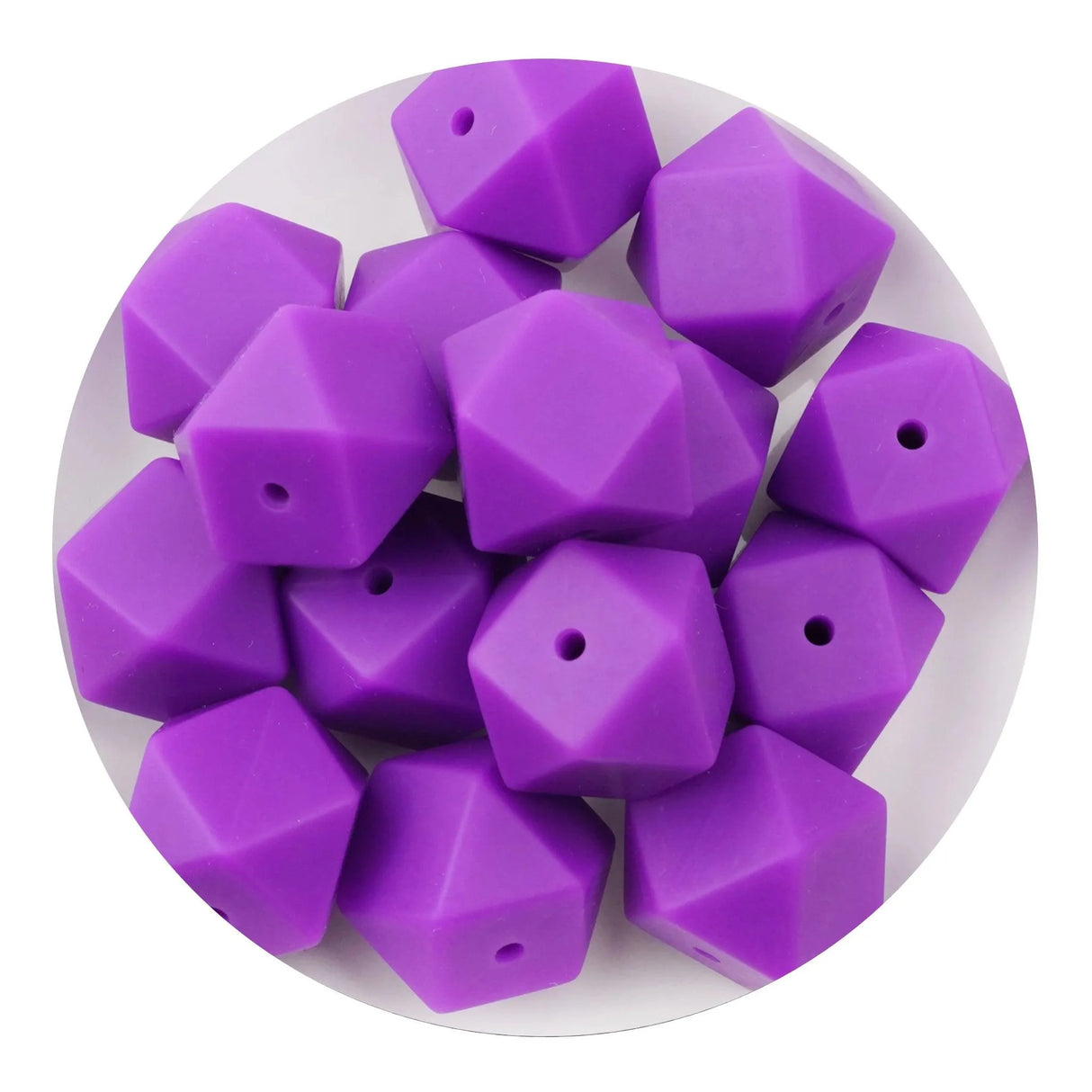 Silicone Bead Hexagon - Purple (5 Beads - 14mm)