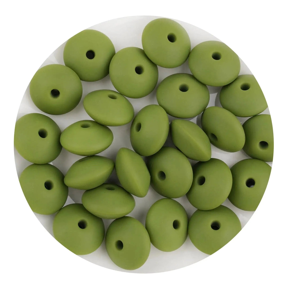 Silicone Bead Lentil Disc - Army Green (5 Piece - 15mm)