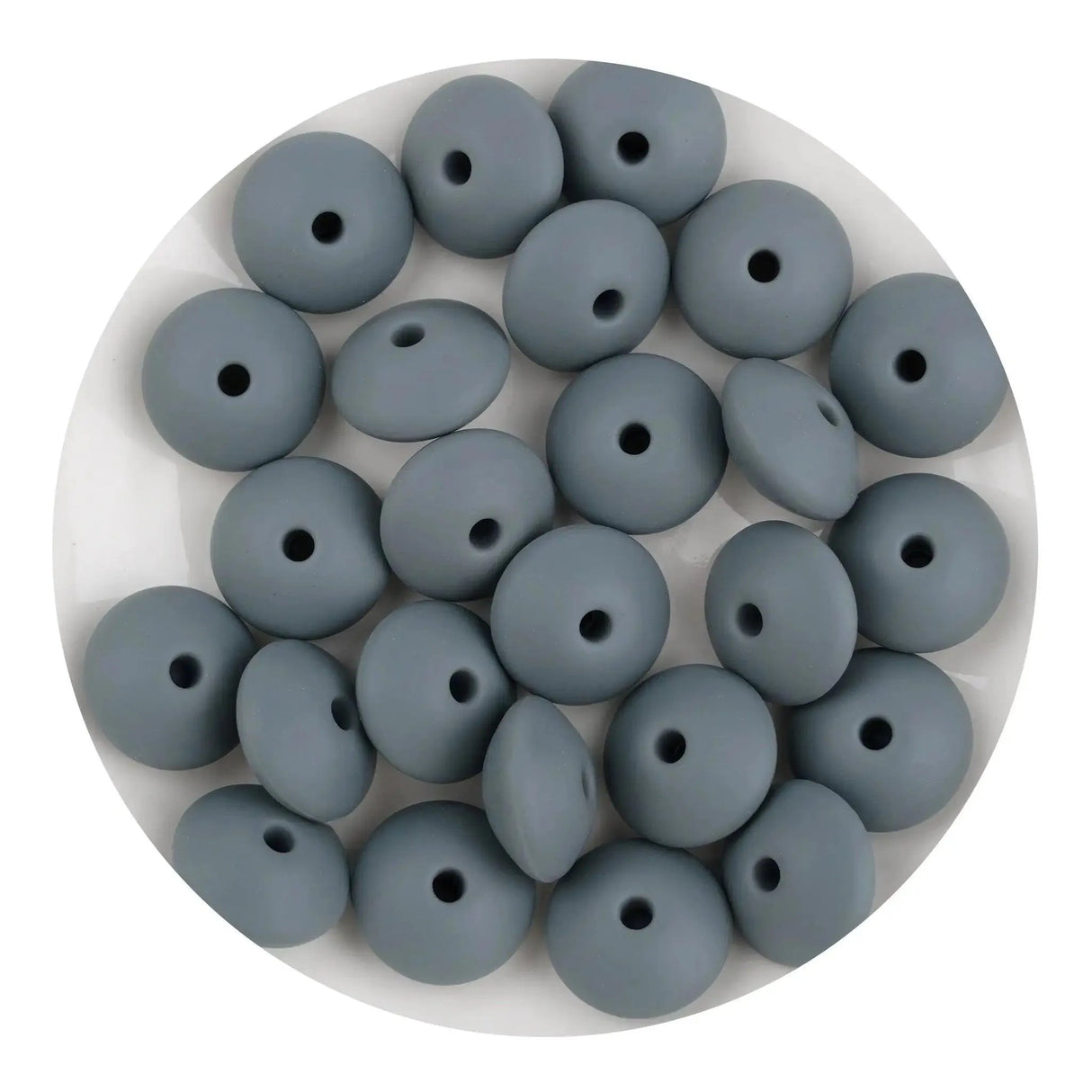 Silicone Bead Lentil Disc - Dim Gray (5 Piece - 15mm)