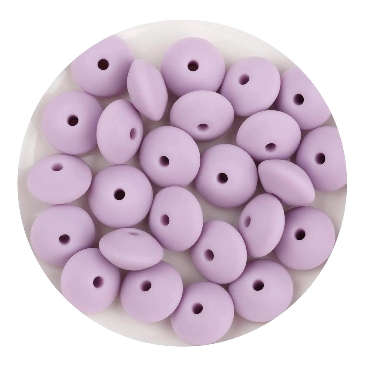 Silicone Bead Lentil Disc - Lilac Purple (5 Piece - 15mm)