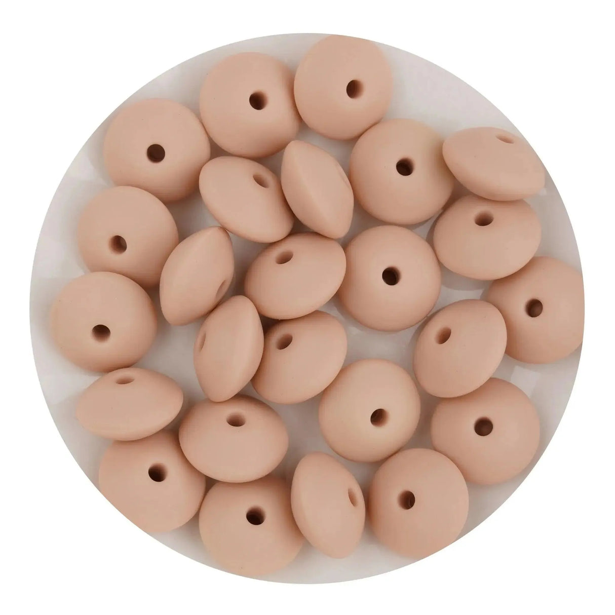 Silicone Bead Lentil Disc - Nude (5 Piece - 15mm)