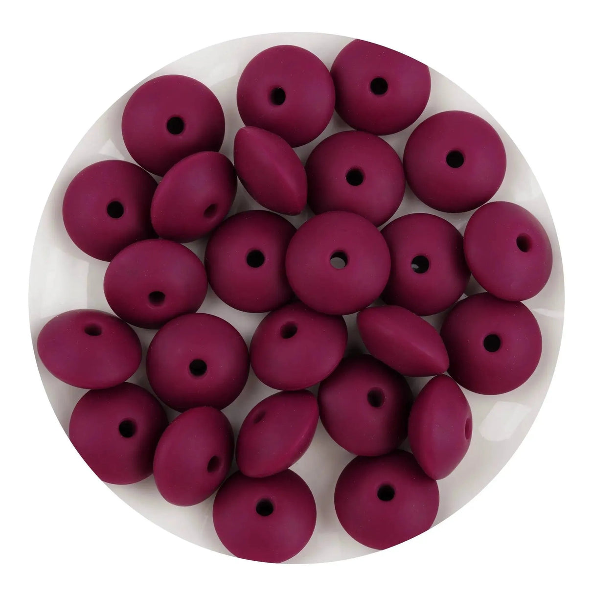 Silicone Bead Lentil Disc - Plum Purple (5 Piece - 15mm)