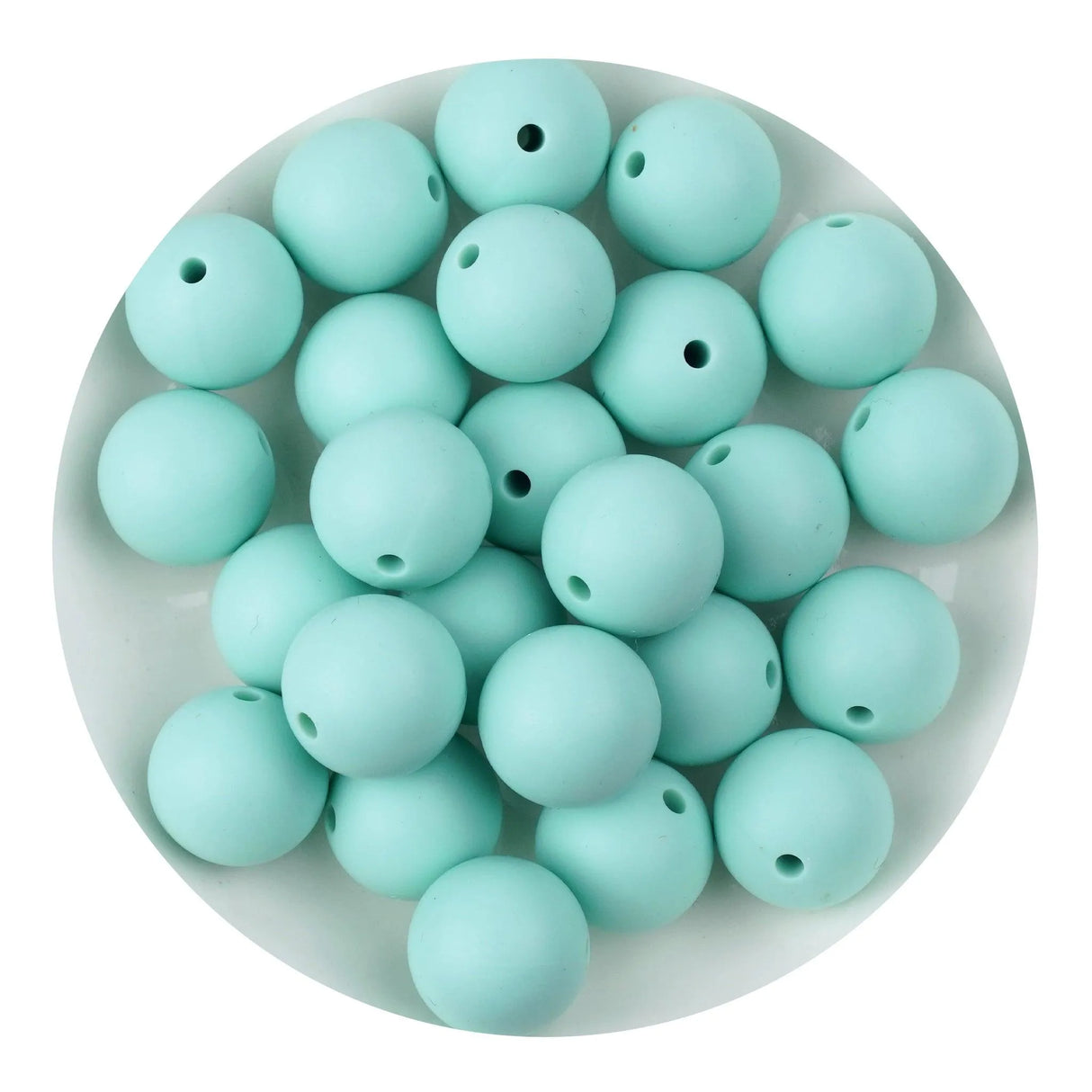 Silicone Bead Round - Blue Green (5 Beads - 15mm)