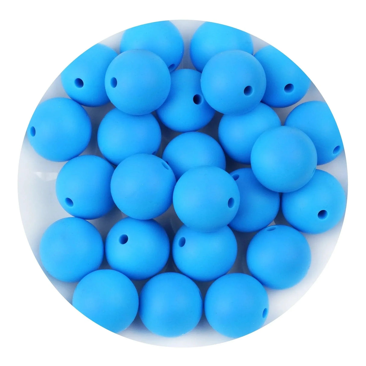 Silicone Bead Round - Deep Sky Blue (5 Beads - 15mm)