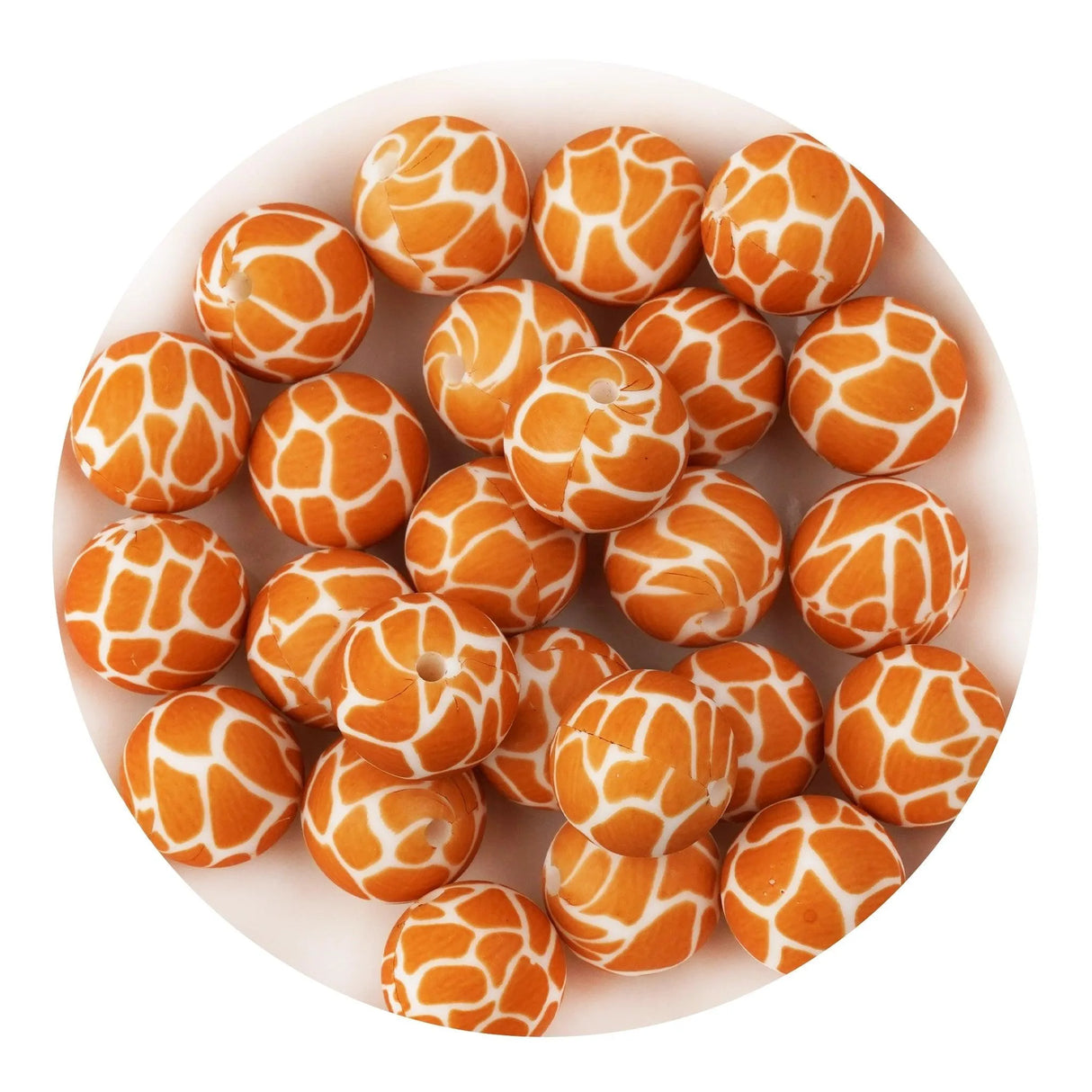 Silicone Bead Round - Giraffe (5 Beads - 15mm)