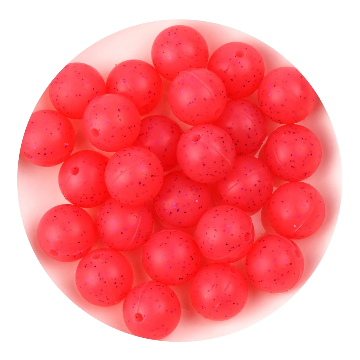 Silicone Bead Round - Glitter Red (5 Beads - 15mm)