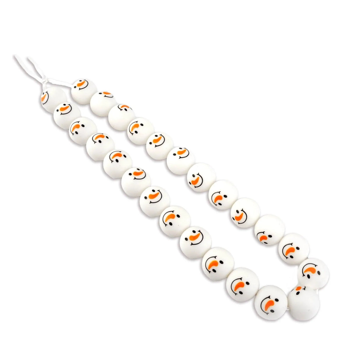 Silicone Bead Round - Happy Snowman (5 Beads - 15mm)