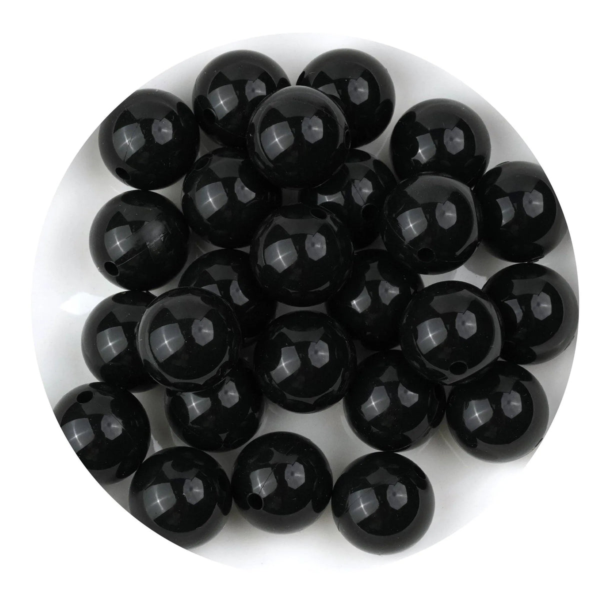 Silicone Bead Round - Liquid Smokey Black (5 Beads - 15mm)