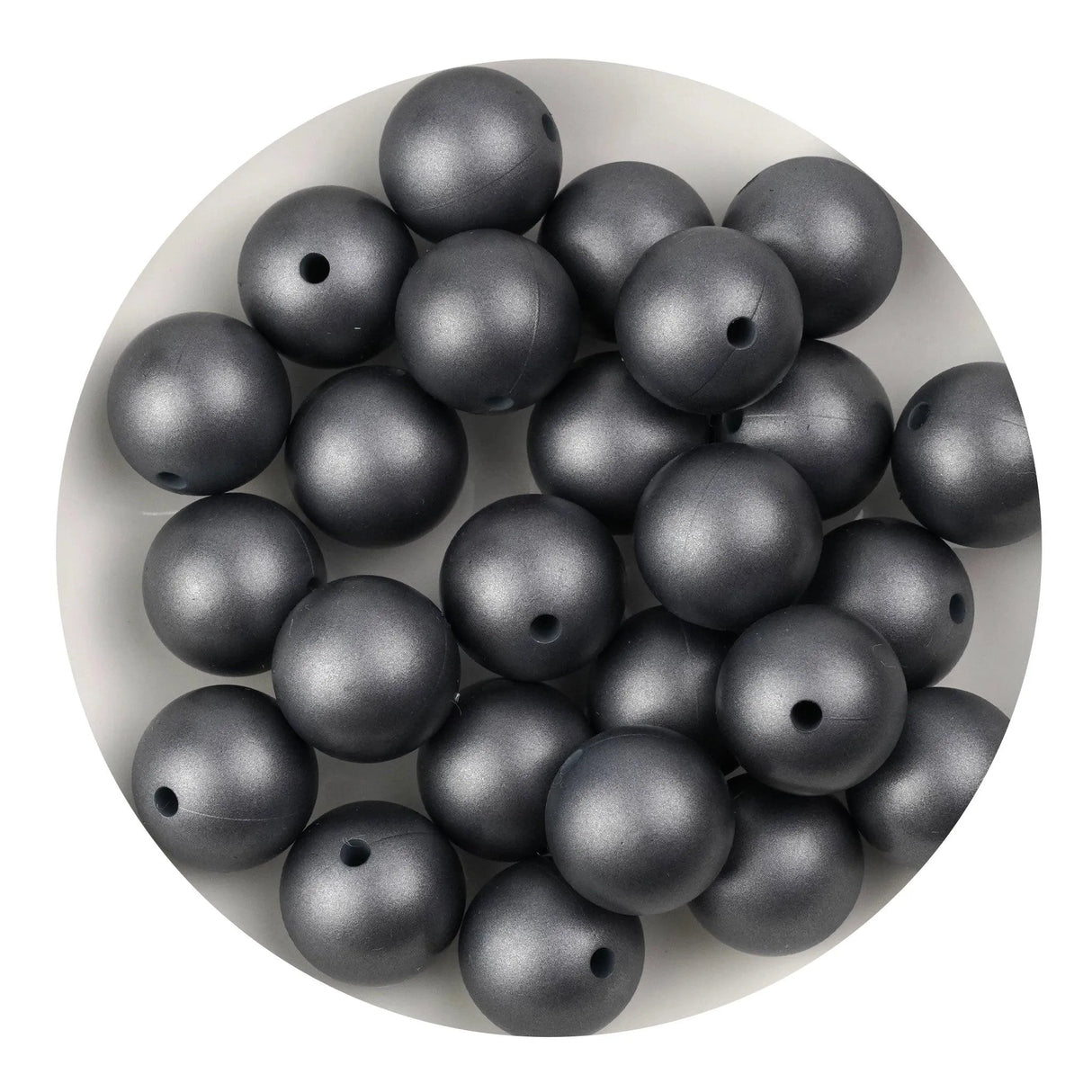 Silicone Bead Round - Metallic Silver (5 Beads - 15mm)