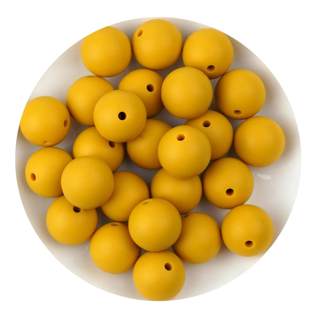 Silicone Bead Round - Mustard (5 Beads - 15mm)
