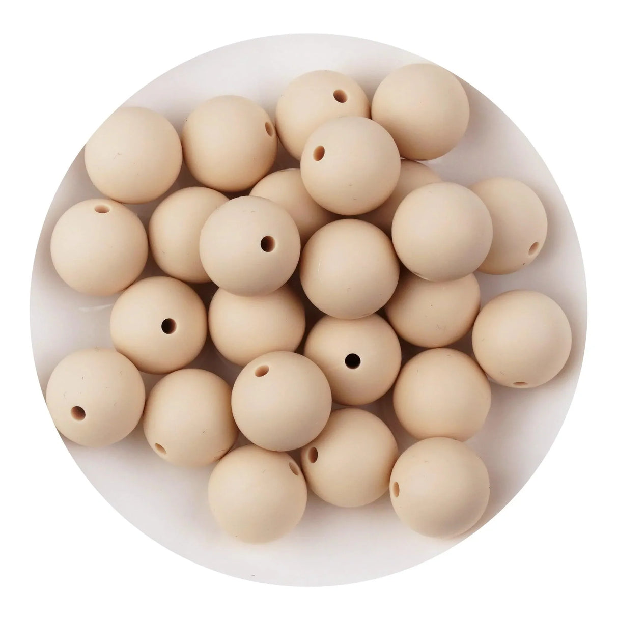 Silicone Bead Round - Oatmeal (5 Beads - 15mm)