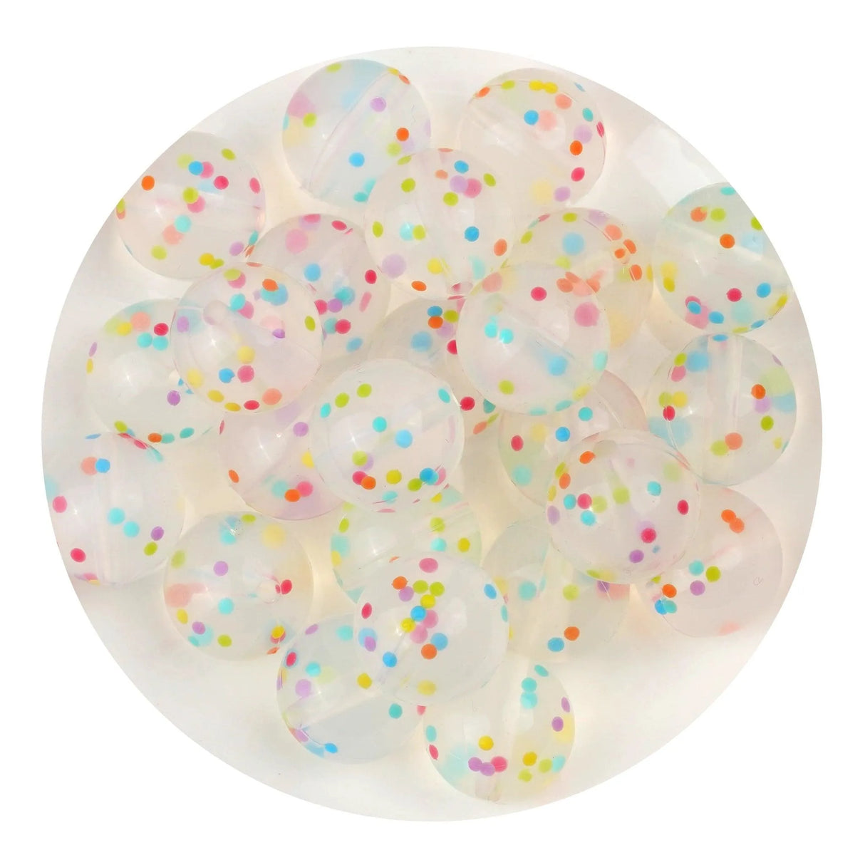 Silicone Bead Round - Pastel Gritty Crystal (5 Beads - 15mm)