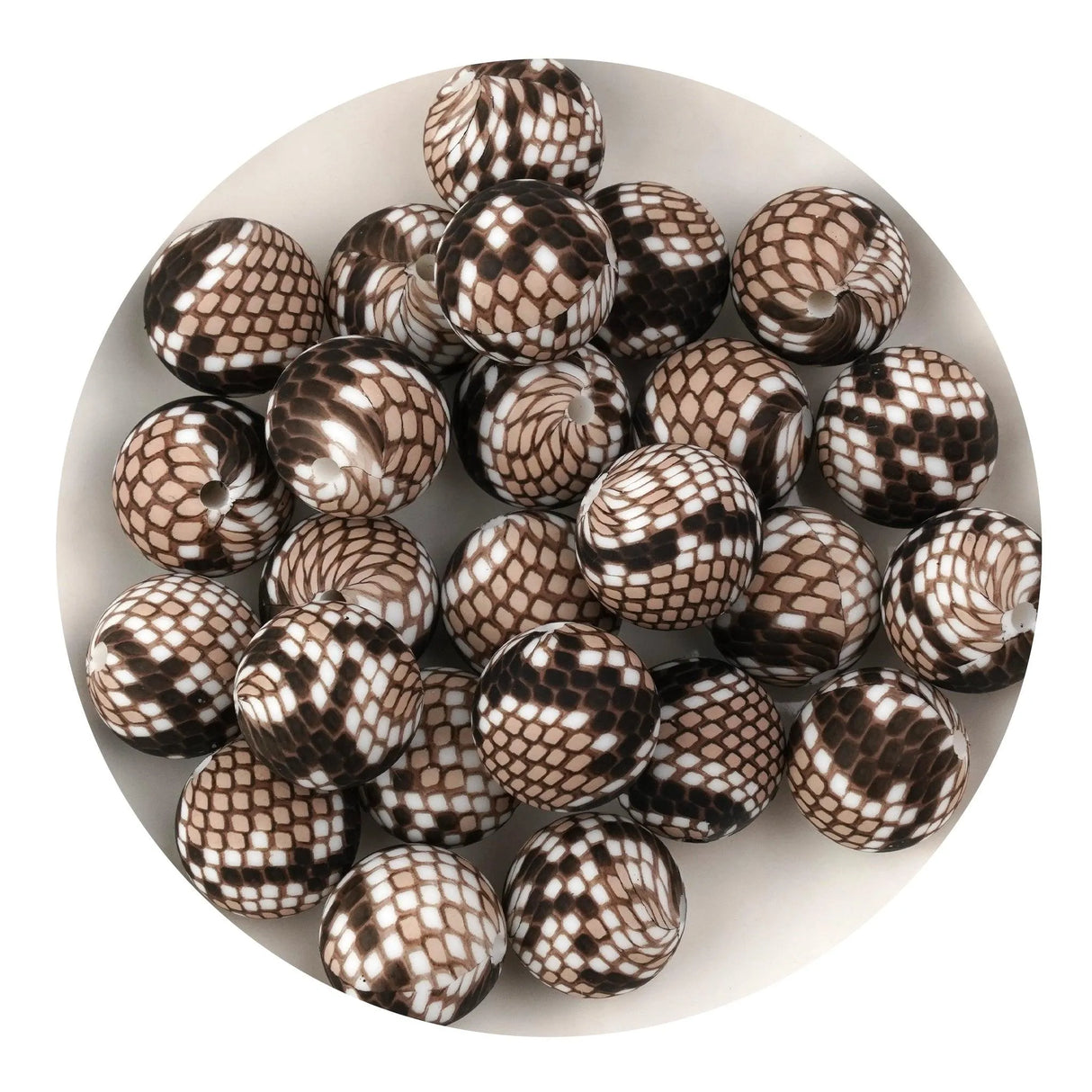 Silicone Bead Round - Serpentine (5 Beads - 15mm)