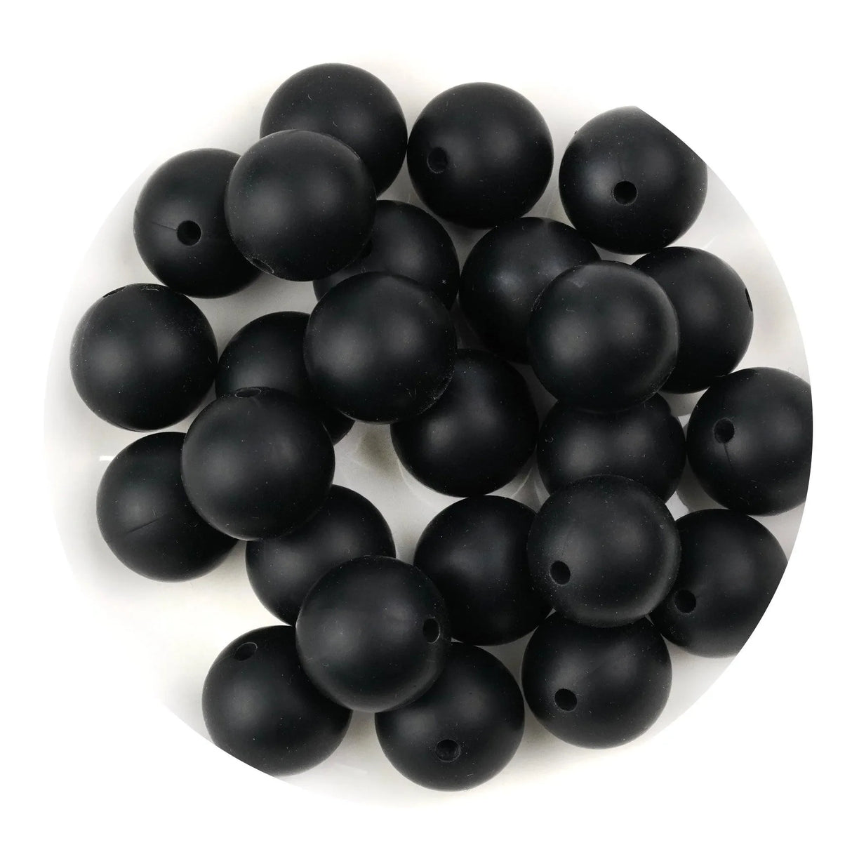 Silicone Bead Round - Smokey Black (5 Beads - 15mm)