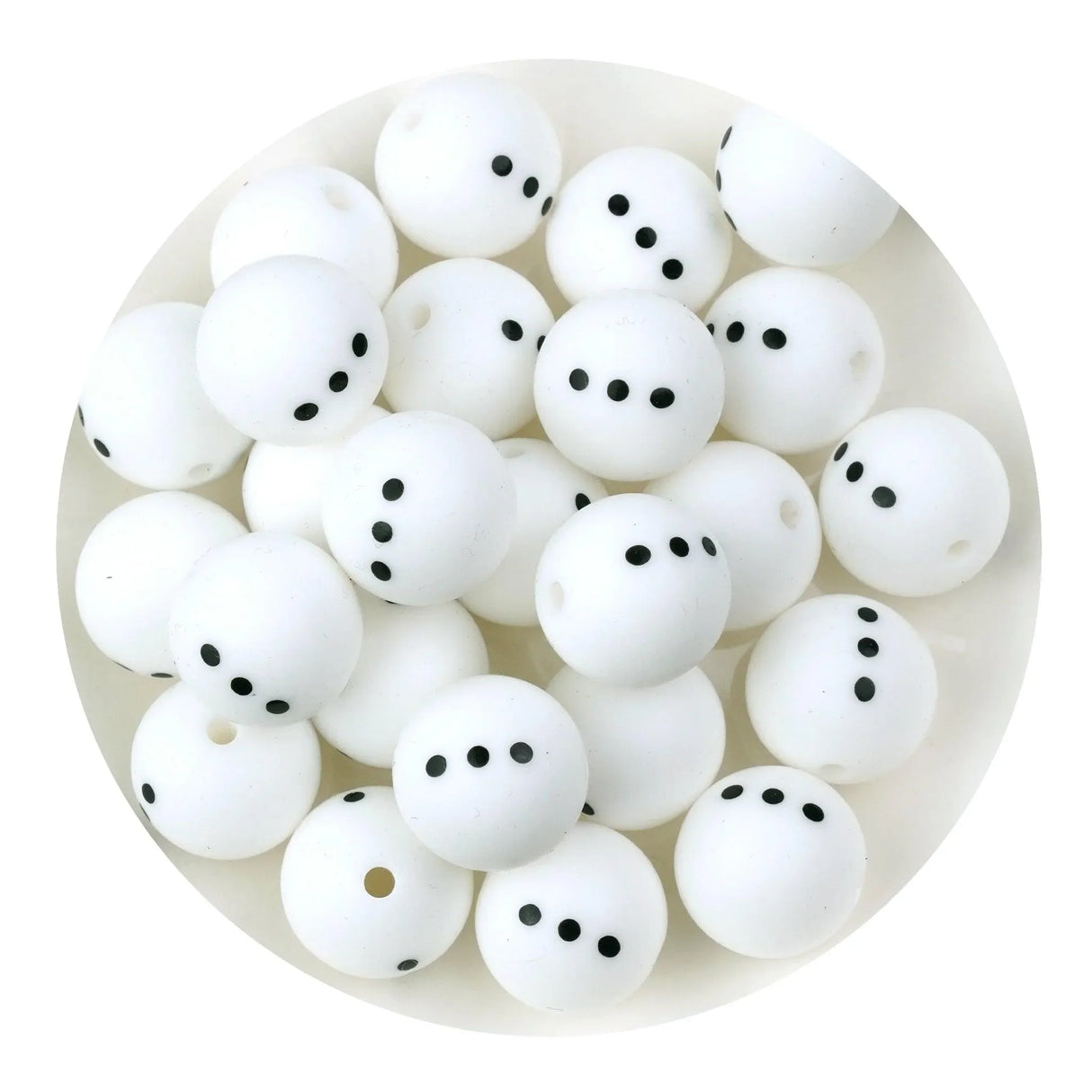 Silicone Bead Round - Snowman (5 Beads - 15mm)