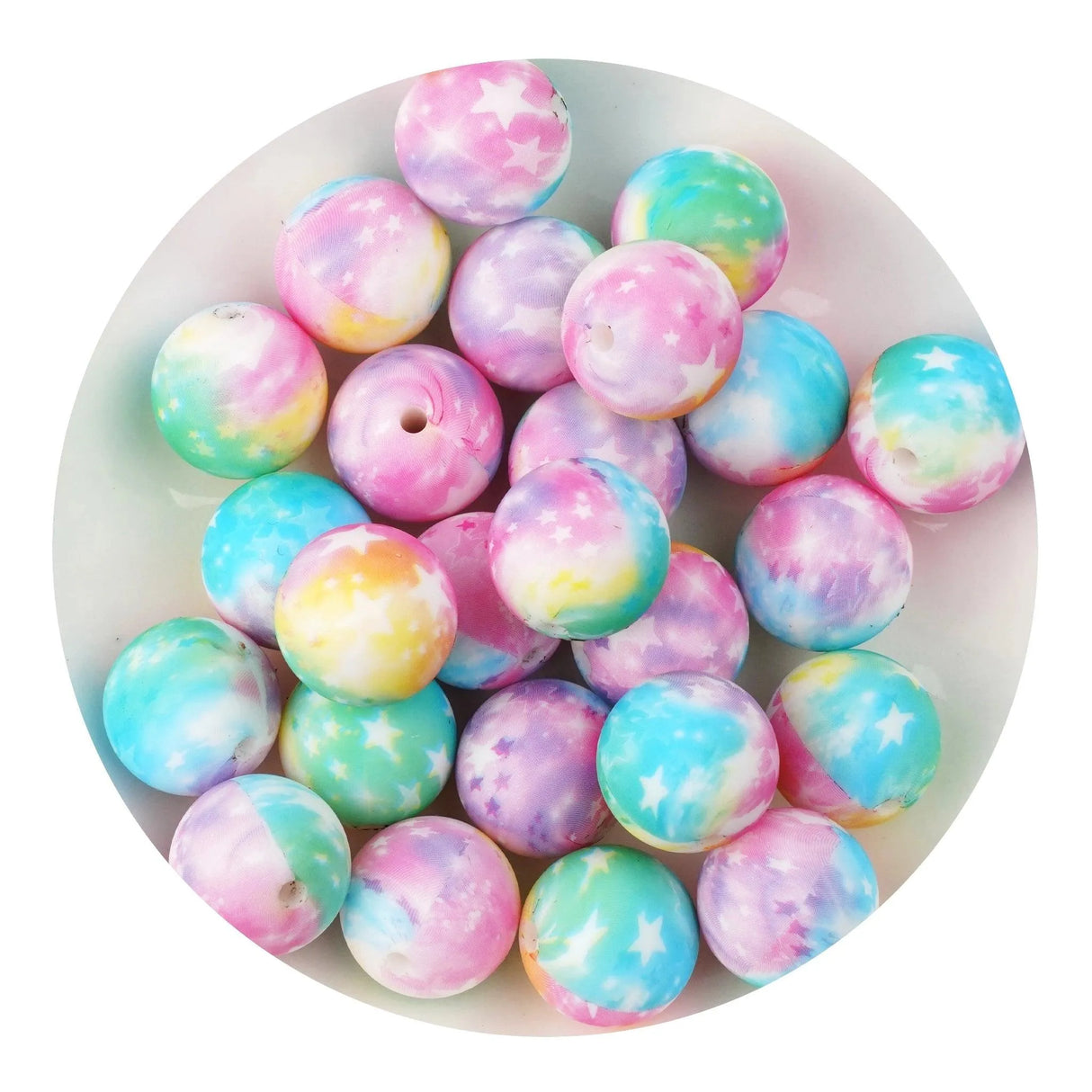 Silicone Bead Round - Star (5 Beads - 15mm)