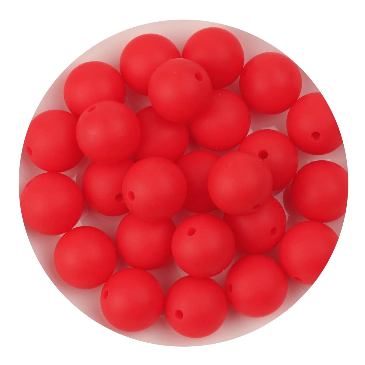 Silicone Bead Round - Strawberry Red (5 Beads - 15mm)