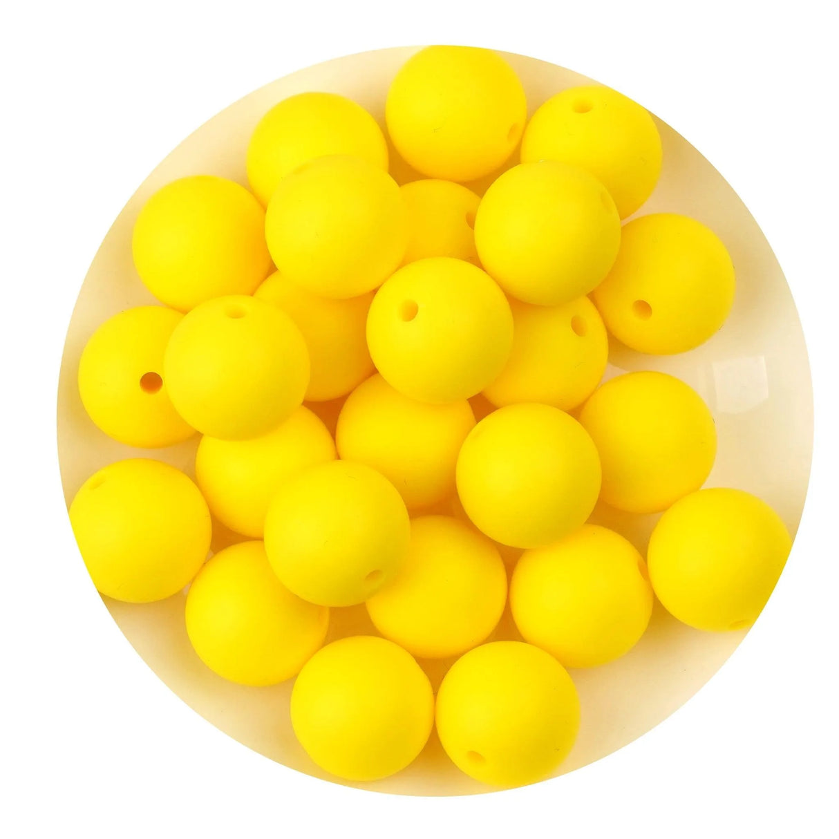 Silicone Bead Round - Yellow (5 Beads - 15mm)
