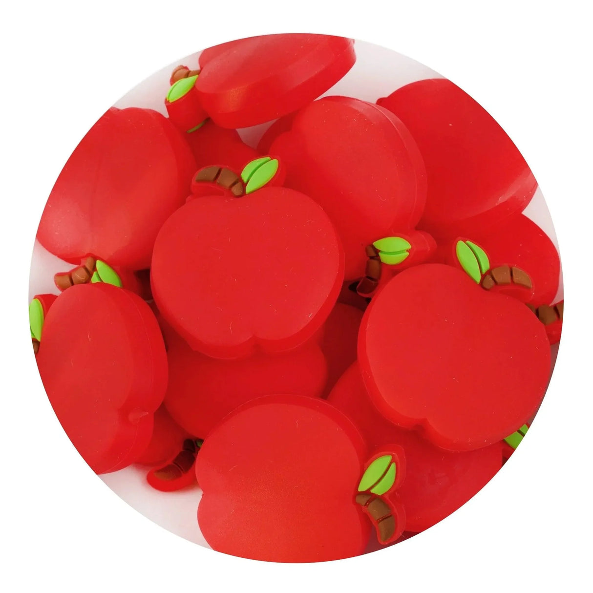 Silicone Focal Bead Apple - Red (5 Beads)