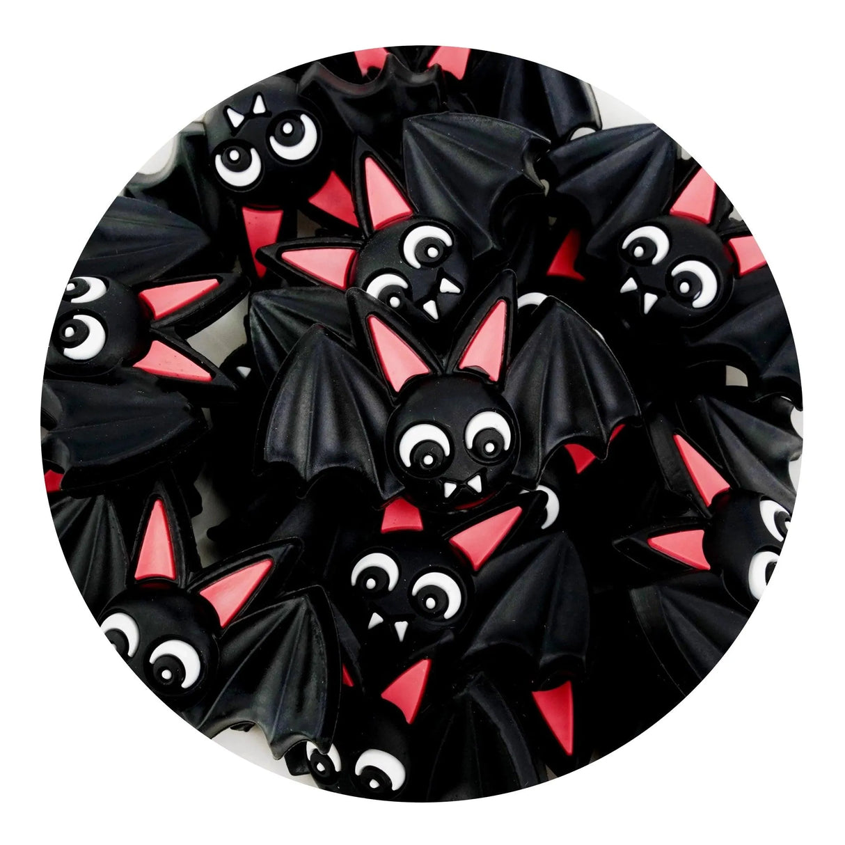 Silicone Focal Bead Bat - Black (5 Beads)