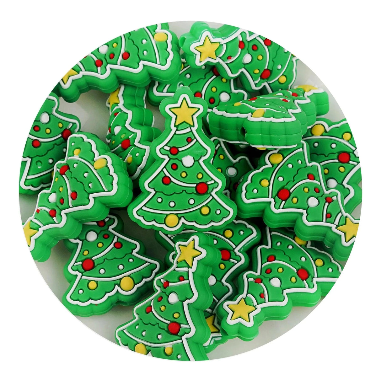 Silicone Focal Bead Christmas Tree - Green (5 Beads)