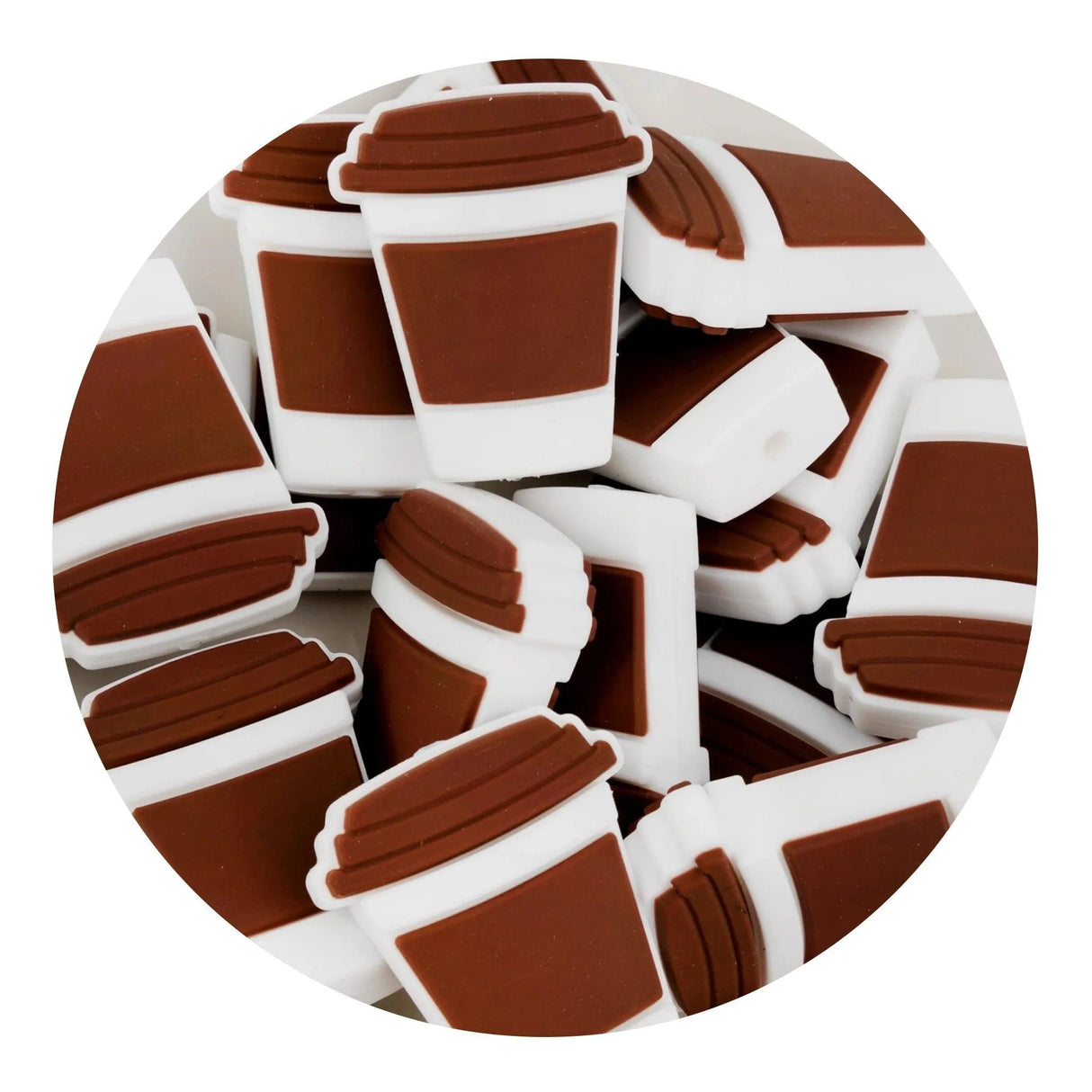 Silicone Focal Bead Coffee Cup - Brown (5 Beads)