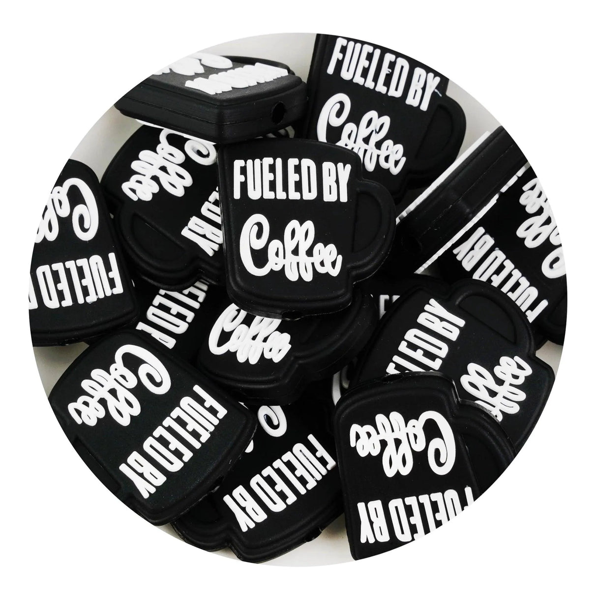 Silicone Focal Bead Coffee Fuel - Black (5 Beads)