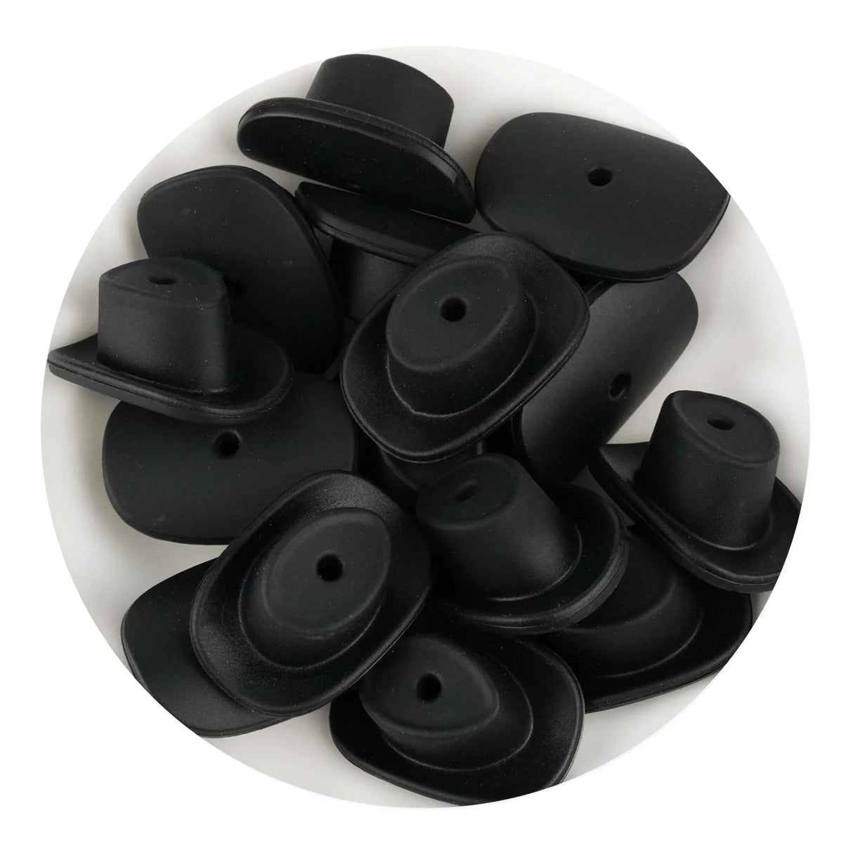 Silicone Focal Bead Cowboy Hat - Black (5 Beads)