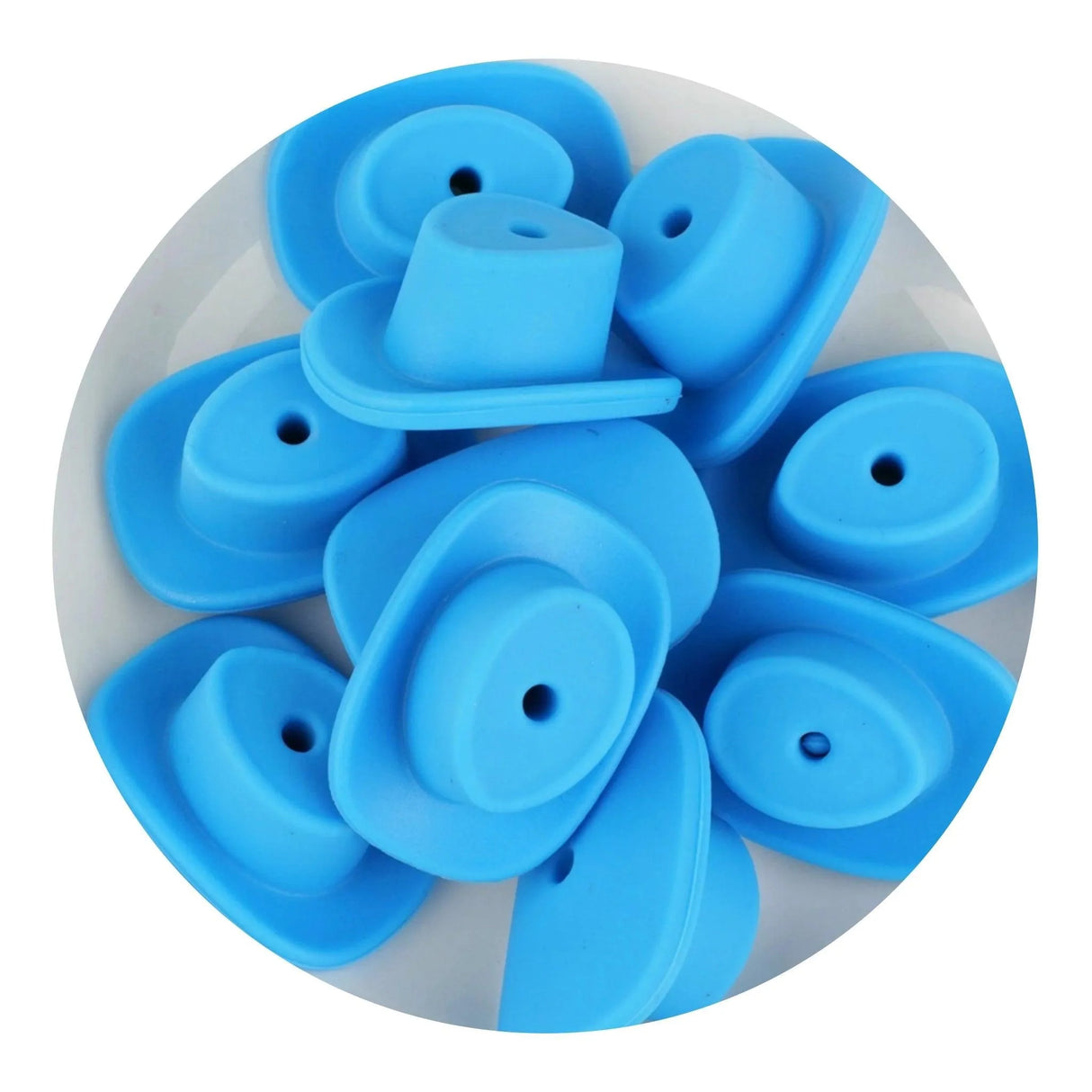 Silicone Focal Bead Cowboy Hat - Sky Blue (5 Beads)