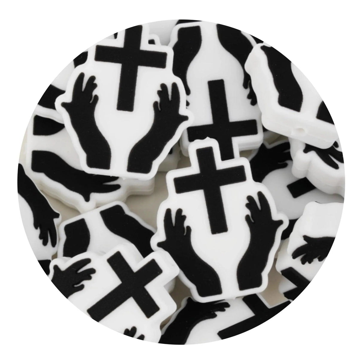 Silicone Focal Bead Cross - Black (5 Beads)