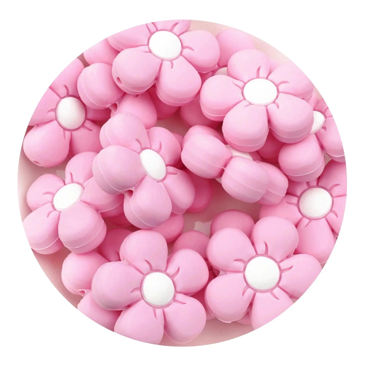 Silicone Focal Bead Daisy - Light Pink (5 Beads)