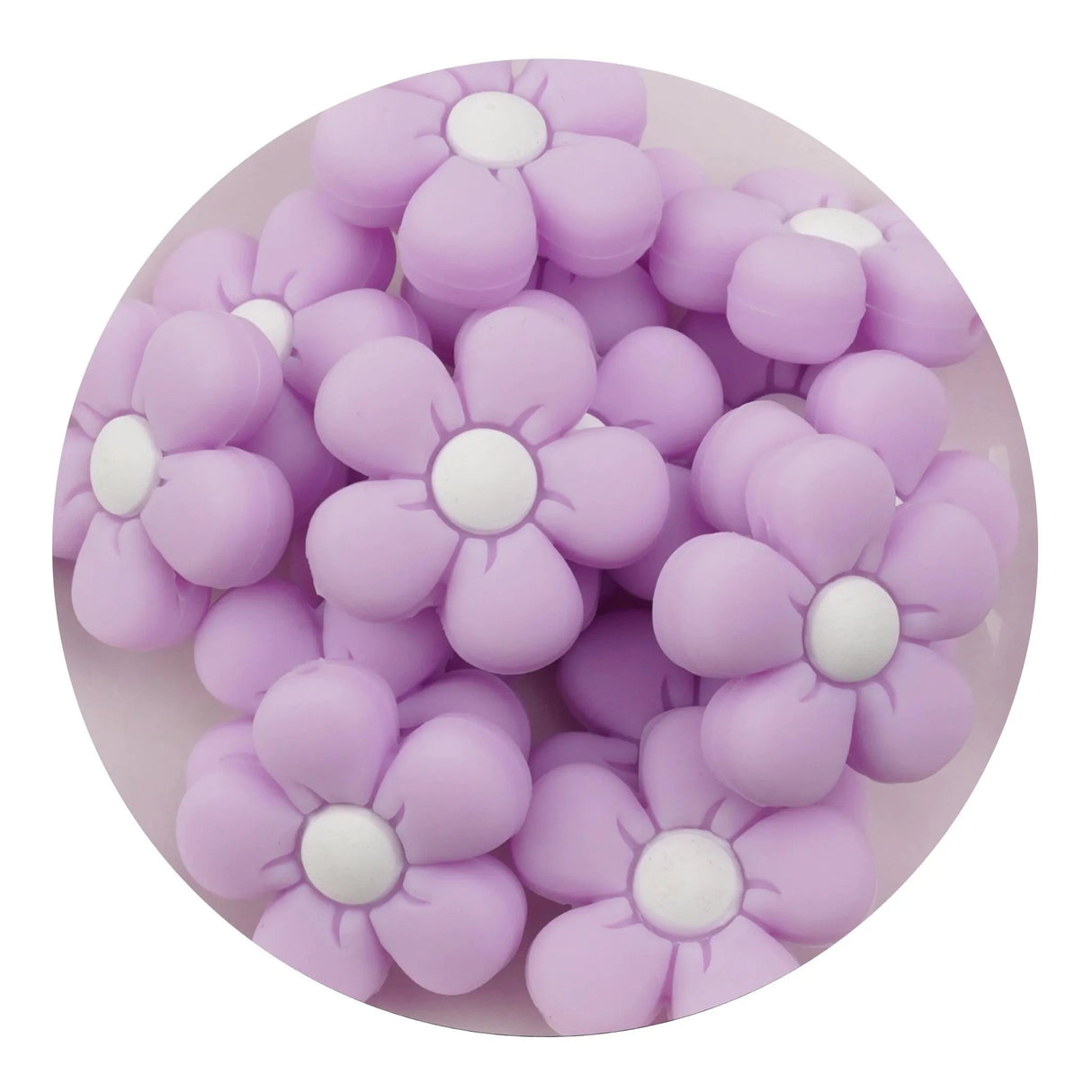 Silicone Focal Bead Daisy - Lilac (5 Beads)