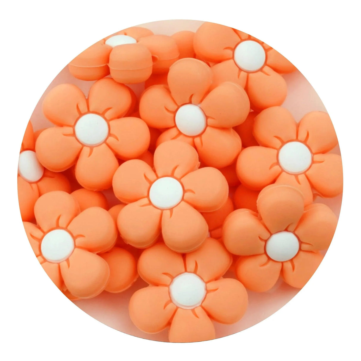 Silicone Focal Bead Daisy - Peach (5 Beads)