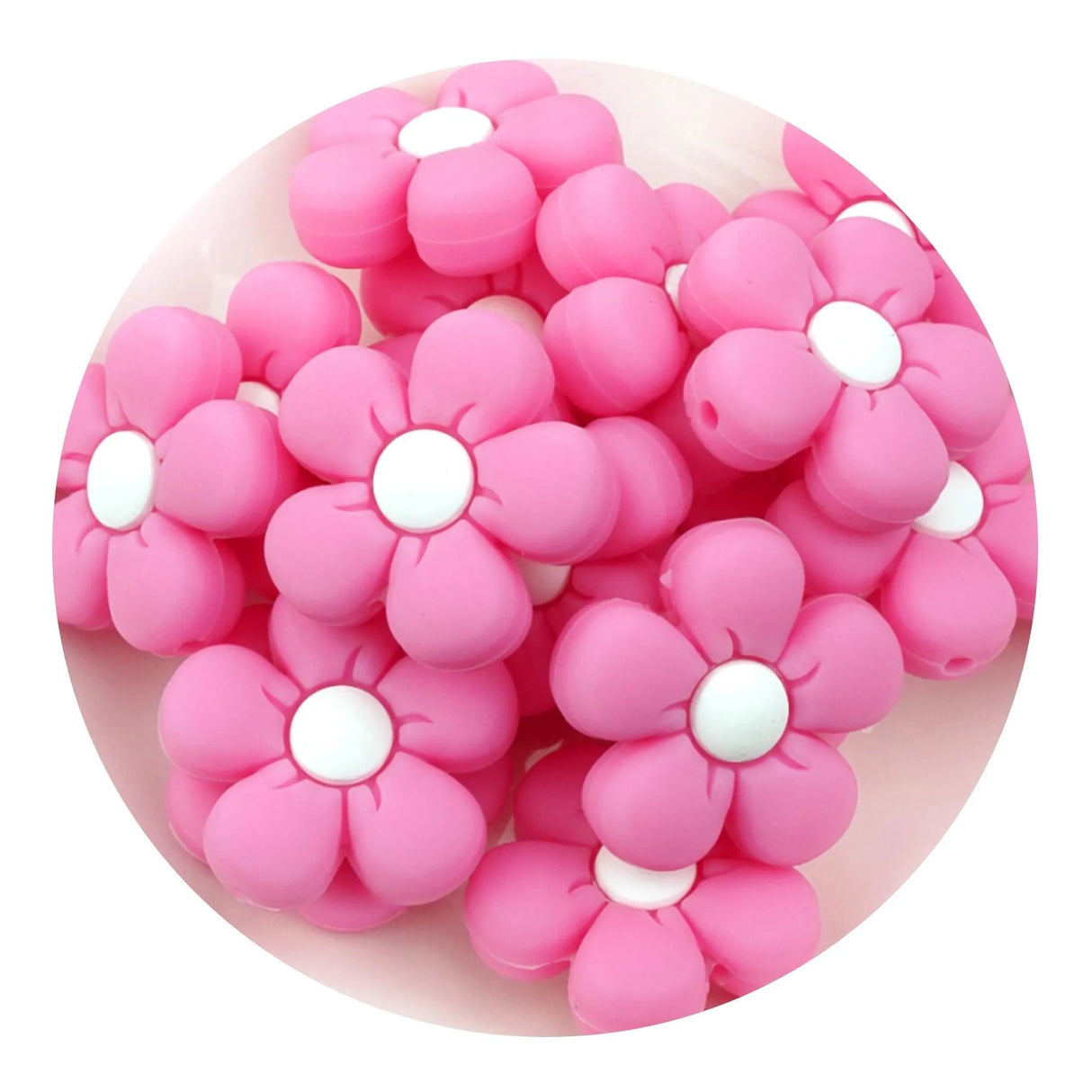 Silicone Focal Bead Daisy - Pink (5 Beads)