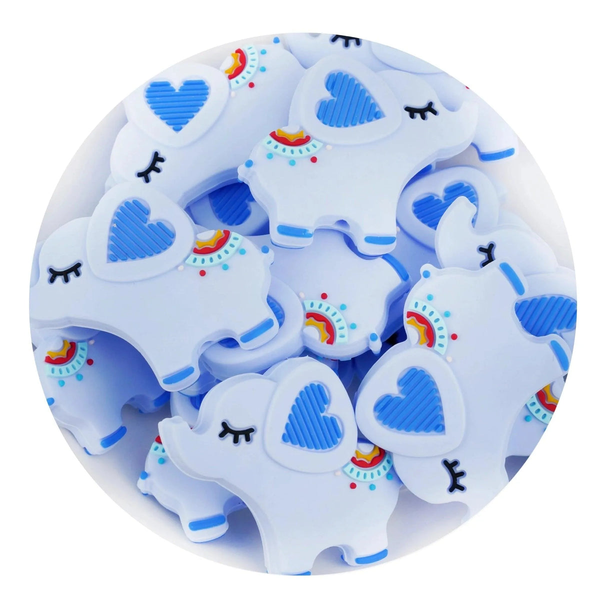 Silicone Focal Bead Elephant - Blue (5 Beads)