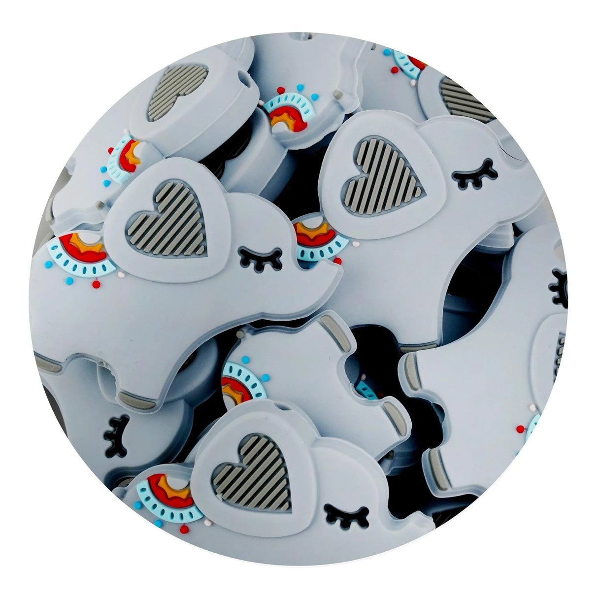 Silicone Focal Bead Elephant - Gray (5 Beads)