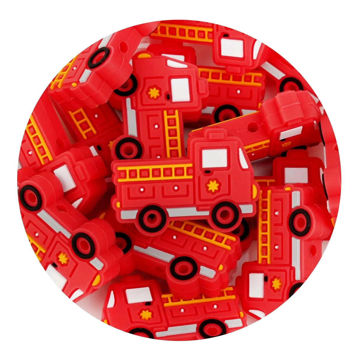 Silicone Focal Bead Fire Truck - Red (5 Beads)