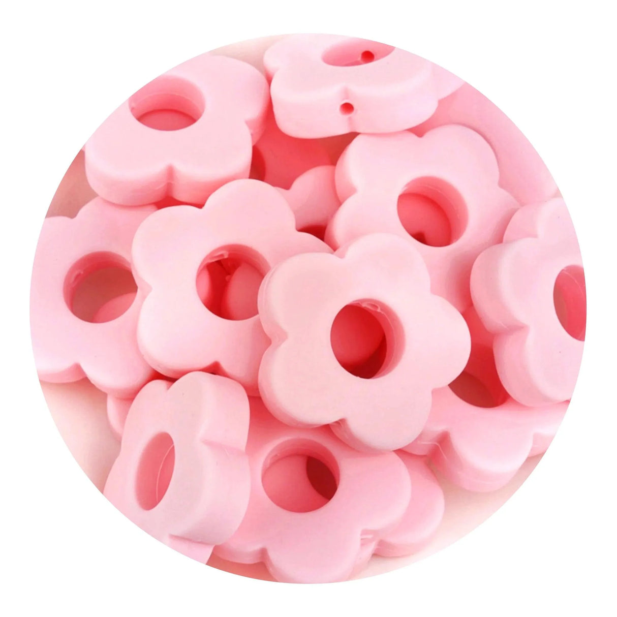 Silicone Focal Bead Flower - Candy Pink (5 Beads)