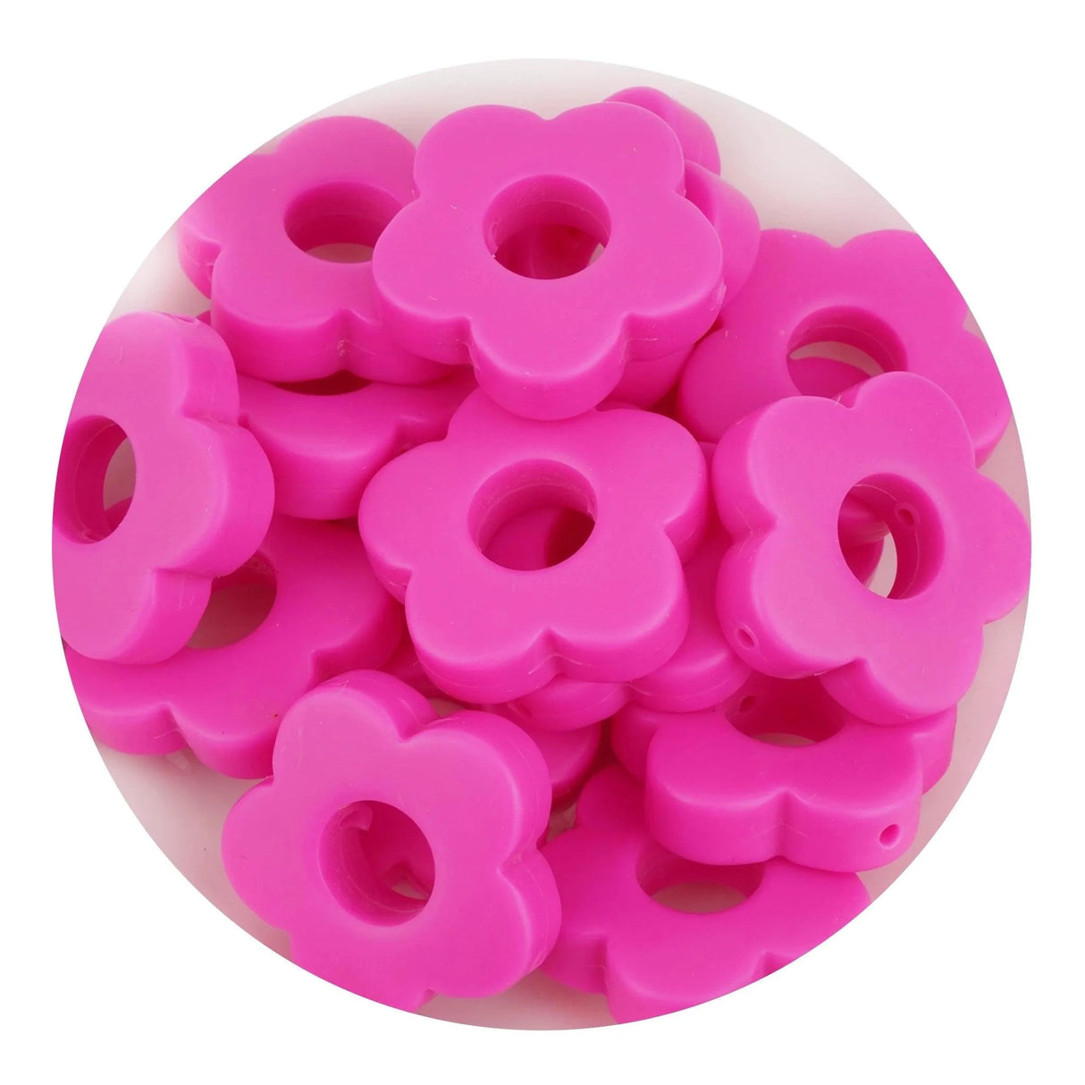 Silicone Focal Bead Flower - Fuchsia (5 Beads)