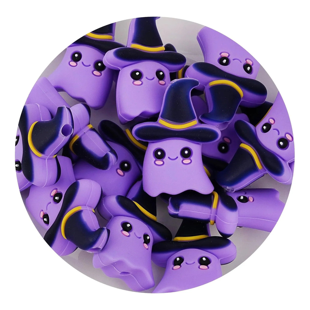 Silicone Focal Bead Ghost - Purple (5 Beads)